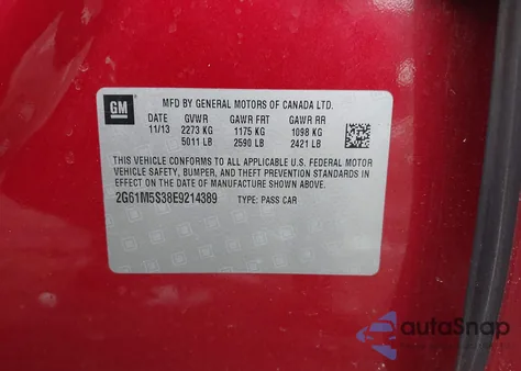 2014 Cadillac Xts Luxury z USA, uszkodzony, nr VIN 2G61M5S38E9214389